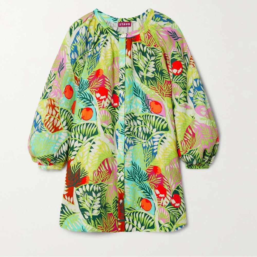 STAUD Vincent Printed Linen Tunic